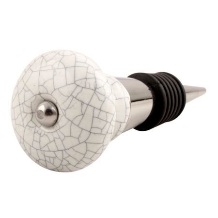 White And Black Crackle Ceramic Wine Stopper 
