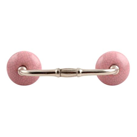 Pink and  Black Crackle Ceramic Bridge Handle
