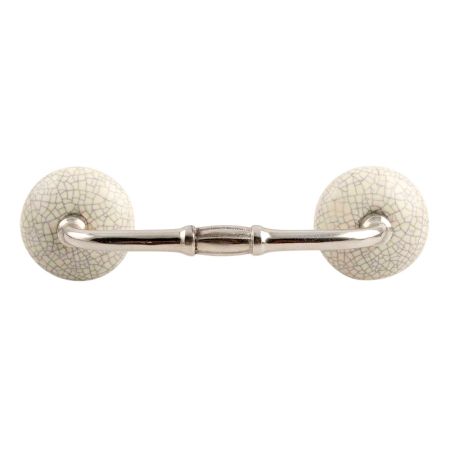 Cream and Black Crackle Ceramic Bridge Handle