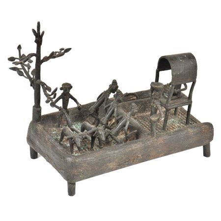 Brass Handmade Village Farming Scene Showpiece