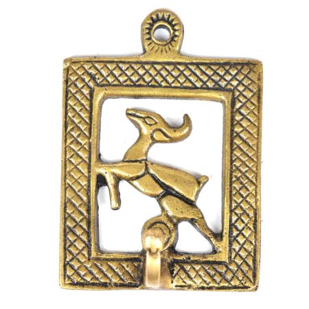 Brass Deer Framed Single Wall Hook