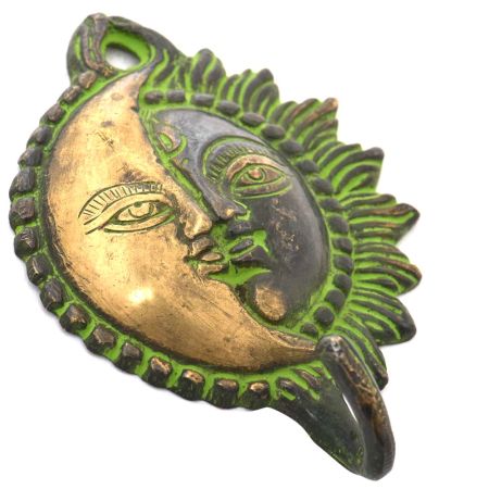 Bronze Sun Moon Hanging Wall Hook With Patina