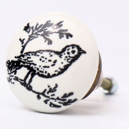 Black White Bird Knob