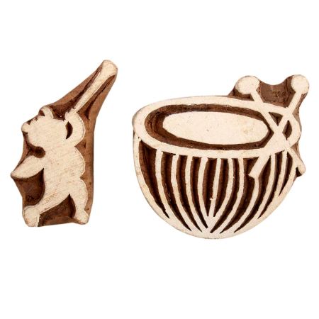 Set of 2 Piece New Mix Wooden Printing Block