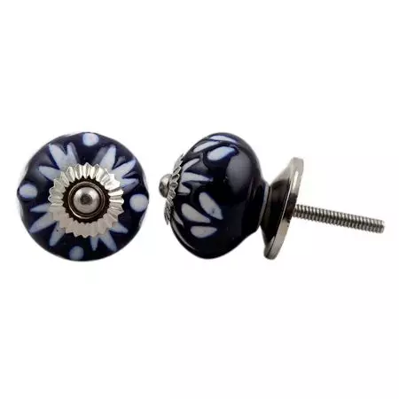 Navy Blue Etched Ceramic Knob-09