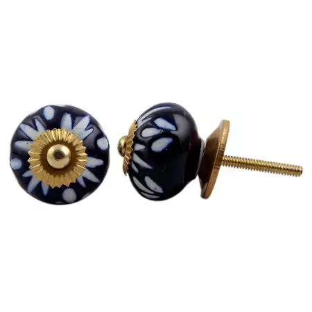 Navy Blue Etched Ceramic Knob-09