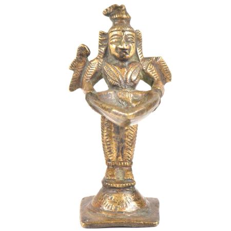 Brass Oil Lamp Lady Holding A Diya In Her Hand