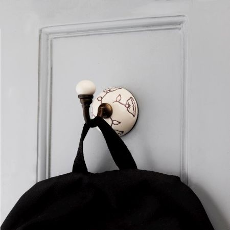 Brown Calla Lily Brown Etched Ceramic Wall Hook