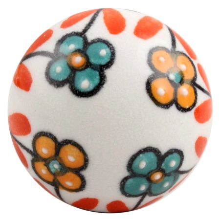 Sea Green And Mustard Tiny Flower Ceramic Wine Stopper