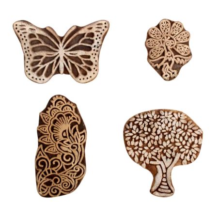 Set of 4 Piece New Mix Wooden Printing Block