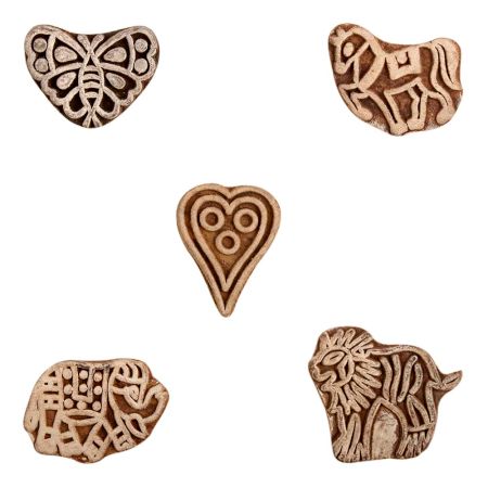 Set of 5 Piece New Mix Wooden Printing Block