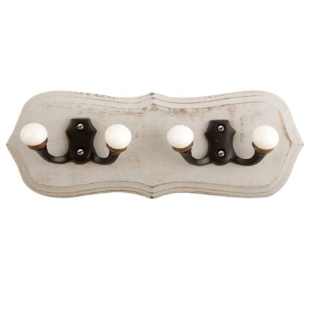 Grey Black Double Loop Ceramic Iron Wooden Hooks