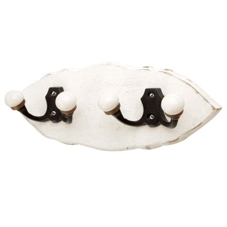 White Black Double Loop Ceramic Iron Wooden Hooks