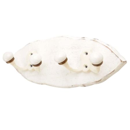 White Cream Double Loop Ceramic Iron Wooden Hooks