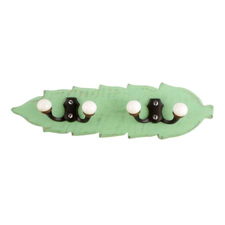 Green Black Double Loop Ceramic Iron Wooden Hooks