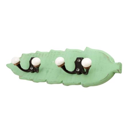 Green Black Double Loop Ceramic Iron Wooden Hooks