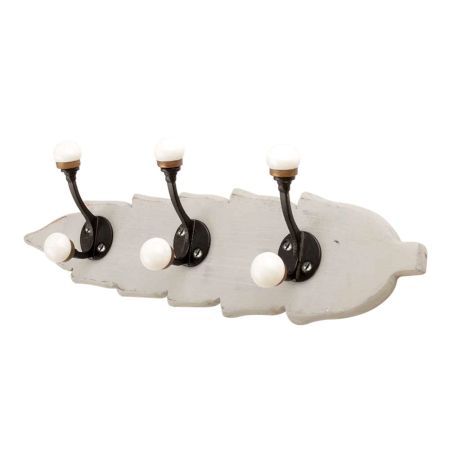 Grey Black Double Loop Ceramic Iron Wooden Hooks