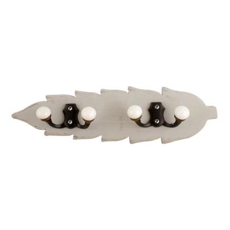 Grey Black Double Loop Ceramic Iron Wooden Hooks