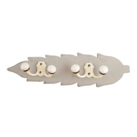 Grey Cream Double Loop Ceramic Iron Wooden Hooks