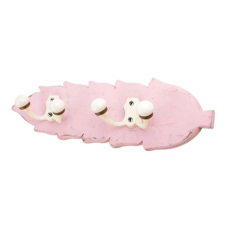 Pink Cream Double Loop Ceramic Iron Wooden Hooks