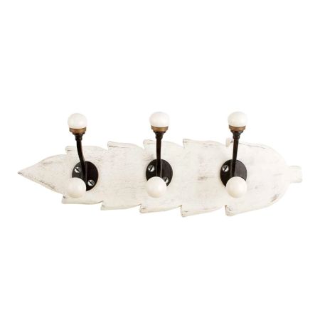 White Black Double Loop Ceramic Iron Wooden Hooks