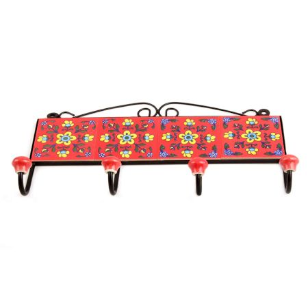 Red Yellow Tiny Flower Tiles Hooks