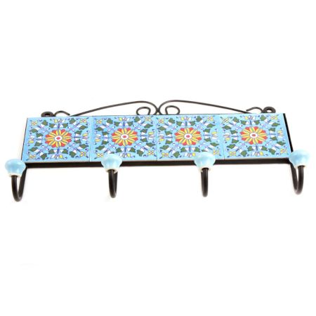 Turquoise Wheel Tiles Hooks 