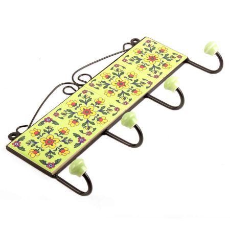 Lime Green Yellow Tiny Flower Tiles Hooks