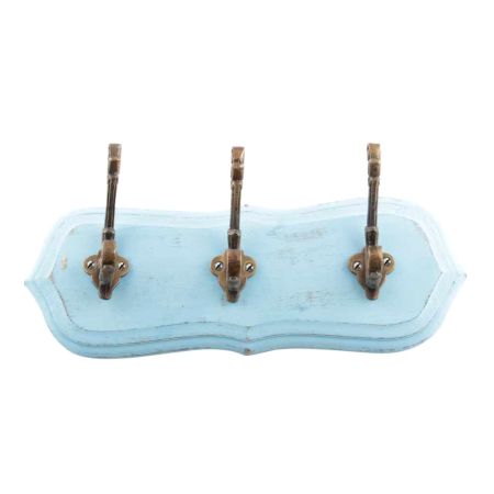 Turquoise Antique Small Wall Wooden Iron Hooks