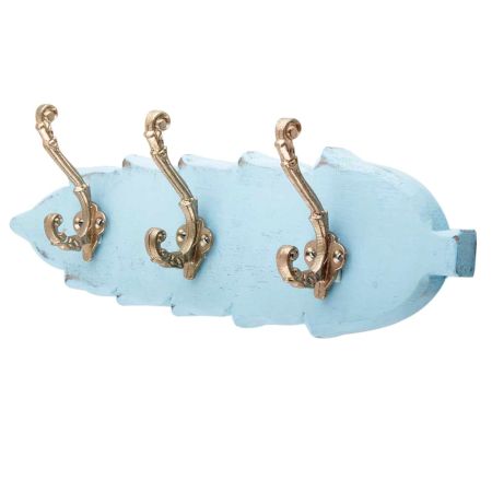 Turquoise Golden Small Wall Wooden Iron Hooks