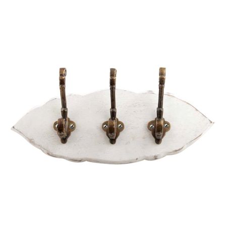 White Antique Small Wall Wooden Iron Hooks
