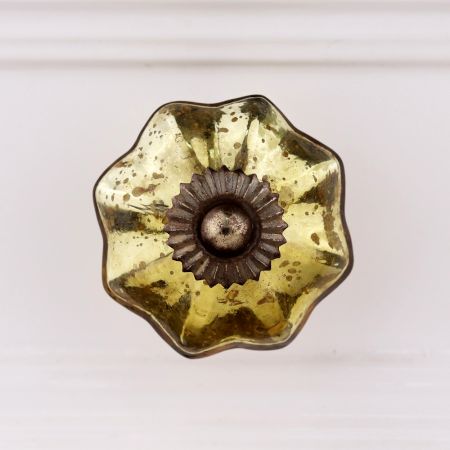 Antique Golden Murcary Glass Melon Cabinet Knob