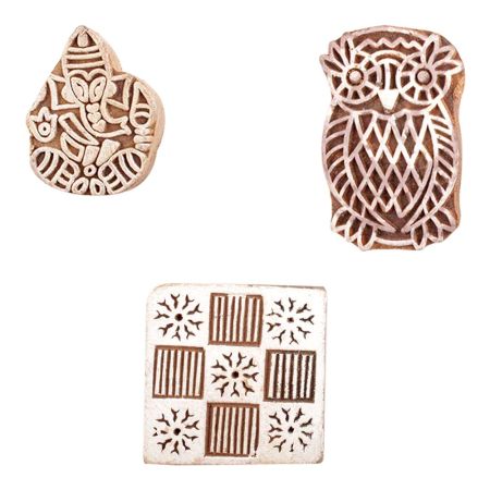 Set of 3 Piece New Mix Wooden Printing Block