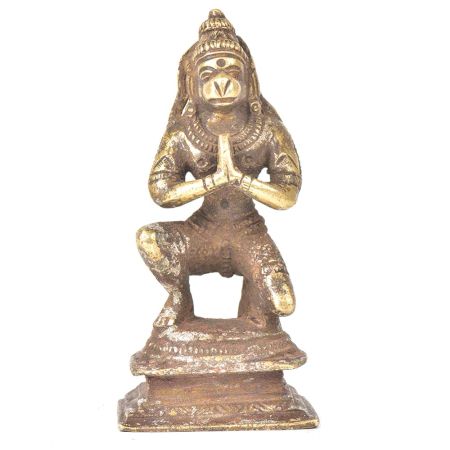 Brass Rustic Hanuman Sitting Joining Hands