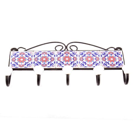 White And Red Sun Flower Tiles Hooks