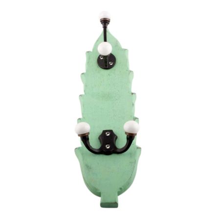 Green And Black Double Loop Ceramic Iron Wooden Hooks