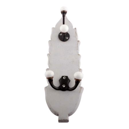 Grey And Black Double Loop Ceramic Iron Wooden Hooks