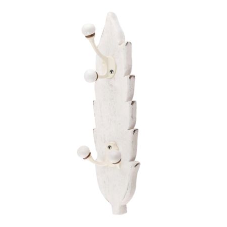 White And Cream Double Loop Ceramic Iron Wooden Hooks