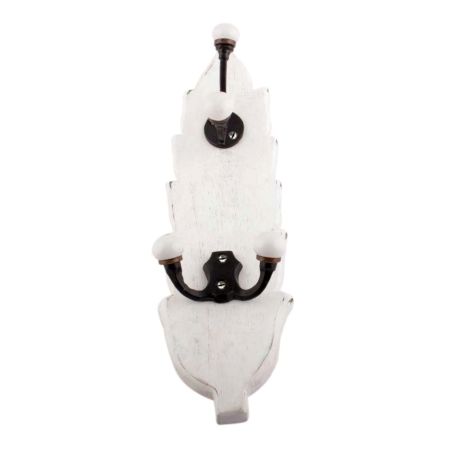 White And Black Double Loop Ceramic Iron Wooden Hooks