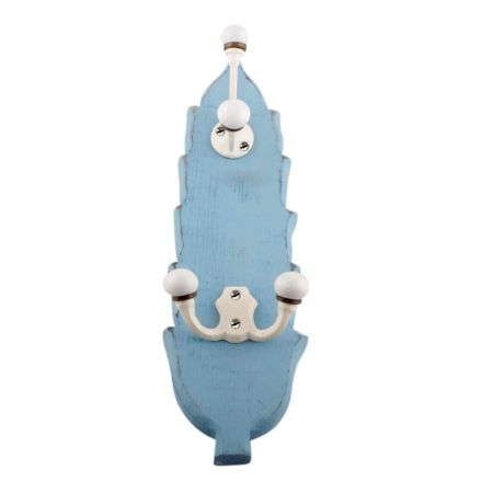 Turquoise And Cream Double Loop Ceramic Iron Wooden Hooks 