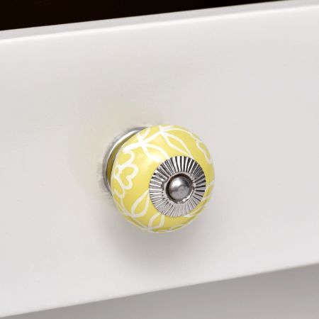 Yellow Leaf Ceramic Floral Drawer Knob Online