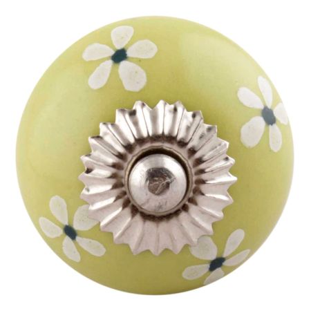 Lime Green Tiny Flower Ceramic Cabinet Knob Online