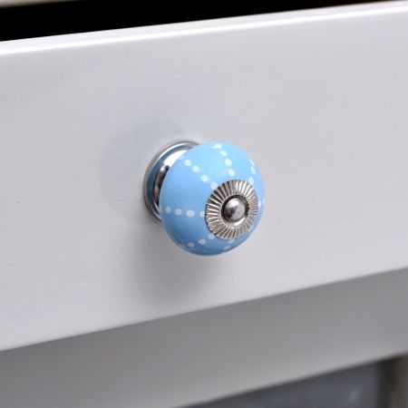 Turquoise Line Dotted Ceramic Floral Dresser Knobs Online