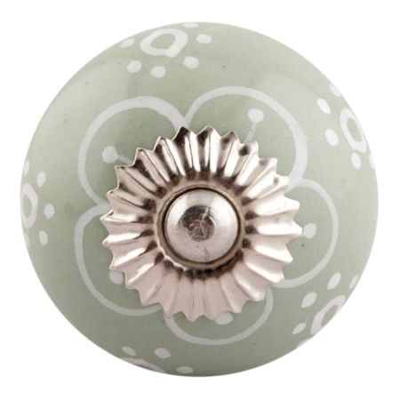 Sage Green Floral Ceramic  Wardrobe Knobs Onine