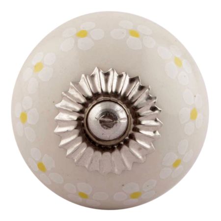 Cream Round Tiny Flower Ceramic Dresser Knobs Online