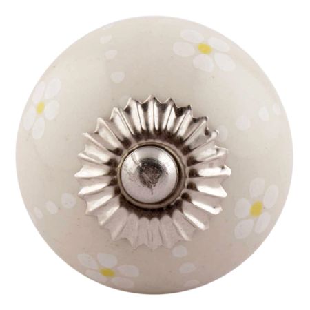 Cream Tiny Flower Ceramic Knobs Online