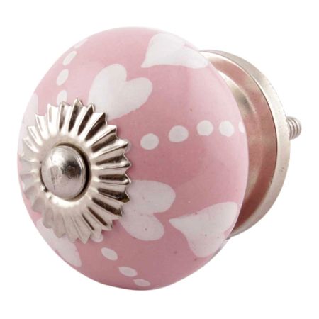 Pink Heart Ceramic Floral Drawer Knobs