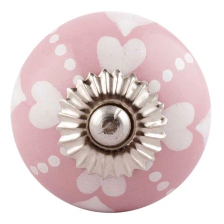 Pink Heart Ceramic Floral Drawer Knobs