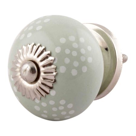 Sage Green Dotted Ceramic Knob