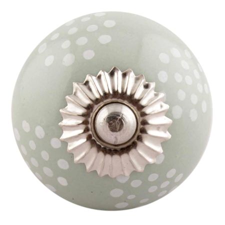 Sage Green Dotted Ceramic Knob